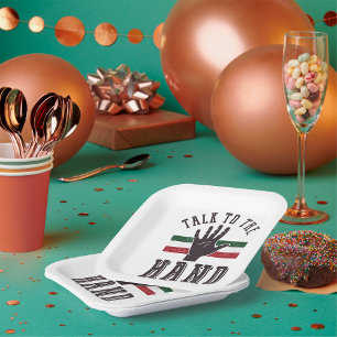 Assiettes En Carton Parlez à l'Humour de main détendu