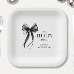 Assiettes En Carton Parlez trente à moi Black Chic 30e fête d'annivers