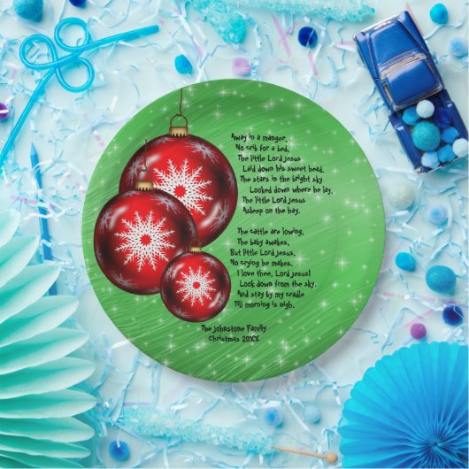 Assiettes En Carton Paroles De Noël Carol En Un Manger 9" (Fête)