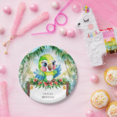 Assiettes En Carton Parrot forestier coloré Anniversaire (Fête)