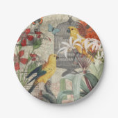 Assiettes En Carton Parrot Jaune Tropical Antique Fleur (Devant)