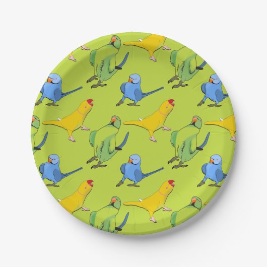 Assiettes En Carton Parrot mignon Motif indien Ringneck Parakeet Green (Devant)