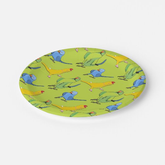 Assiettes En Carton Parrot mignon Motif indien Ringneck Parakeet Green (Angle)