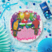 ASSIETTES EN CARTON PARROTS D'ANNIVERSAIRE (Fête)