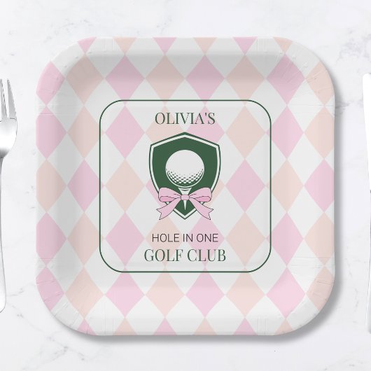 Assiettes En Carton Parte d'anniversaire de golf rose pour filles pers