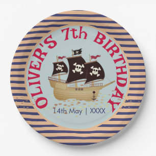 Assiettes En Carton Parti Anniversaire de enfant de navire pirate