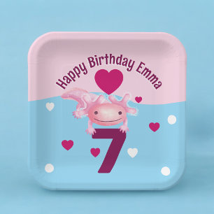 Assiettes En Carton Parti Axolotl rose