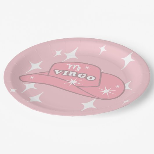 Assiettes En Carton Parti Casquette Virgo Zodiac rose (Angle)