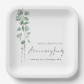 Assiettes En Carton Parti d'anniversaire des noms d'eucalyptus moderne (Recto)