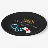 Assiettes En Carton Parti de graduation des infirmières noires moderne (Angle)