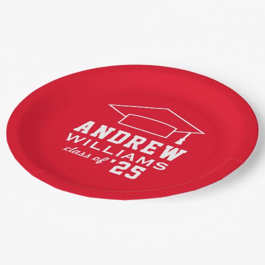 Assiettes En Carton Parti de graduation moderne Red Custom (Angle)