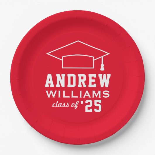 Assiettes En Carton Parti de graduation moderne Red Custom (Devant)