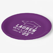 Assiettes En Carton Parti de graduation personnalisée violet moderne (Angle)