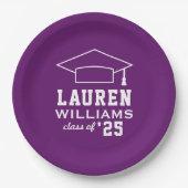 Assiettes En Carton Parti de graduation personnalisée violet moderne (Devant)