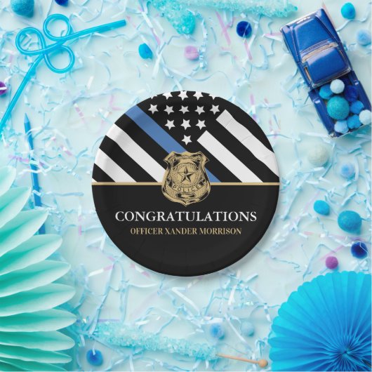 Assiettes En Carton Parti de l'obtention d'un diplôme d'officier de po (Fête)