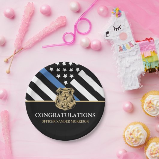 Assiettes En Carton Parti de l'obtention d'un diplôme d'officier de po (Fête)