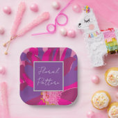 Assiettes En Carton Parti de motifs floraux rose pourpre (Fête)