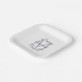 Assiettes En Carton Parti de retraite Blanc gris pourpre Nom Monogramm (Angulaire)