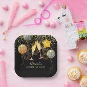 Assiettes En Carton Parti de retraite Champagne Noir de Confetti (Fête)