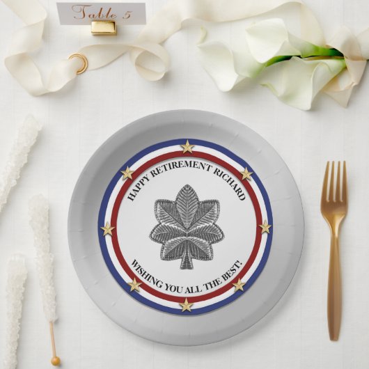 Assiettes En Carton Parti de retraite militaire personnalisé (Mariage)