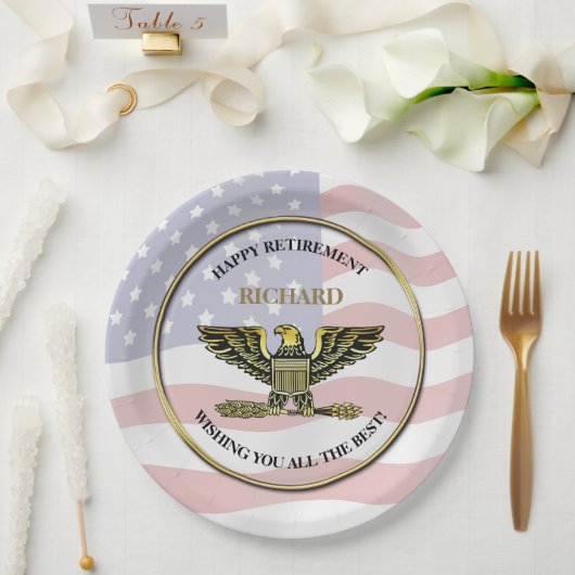 Assiettes En Carton Parti de retraite militaire personnalisé (Mariage)