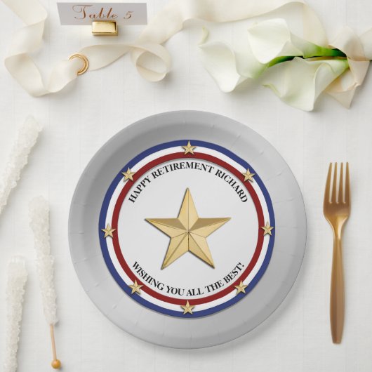 Assiettes En Carton Parti de retraite militaire personnalisé (Mariage)