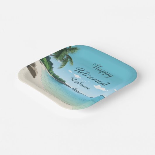 Assiettes En Carton Parti de retraite Tropical Beach Palm Trees (Angulaire)