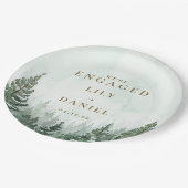 Assiettes En Carton Parti d'engagement de la forêt de pins rustiques (Angle)