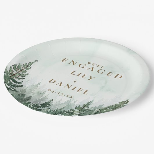 Assiettes En Carton Parti d'engagement de la forêt de pins rustiques (Angle)