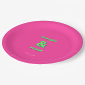 Assiettes En Carton Parti d'engagement Mariage rose et vert rétro (Angle)