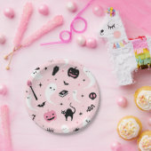 Assiettes En Carton Parti d'Halloween rose (Fête)