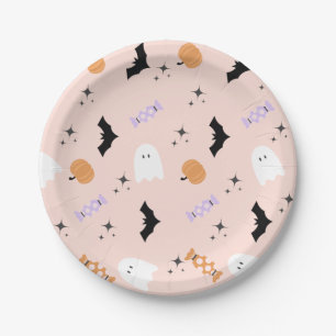 Assiettes En Carton Parti d'Halloween rose moderne
