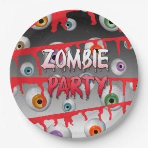 Assiettes En Carton Parti d'Halloween Zombie Eyeballs Apocalypse