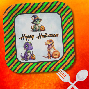 Assiettes En Carton Parti Dino-Mash d'Halloween