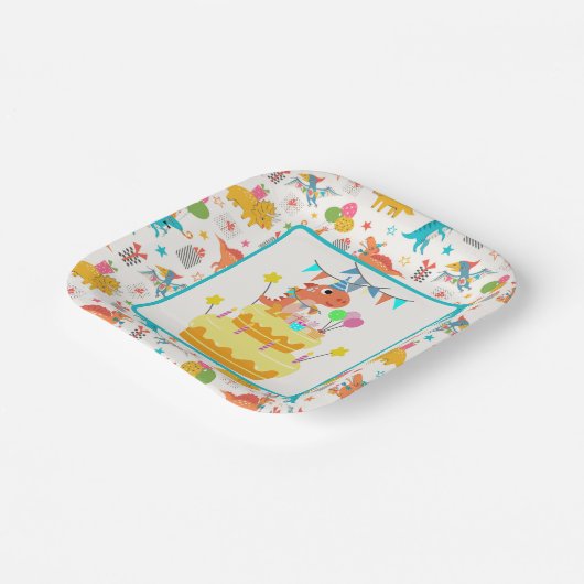 Assiettes En Carton Parti Dinosaur (Angulaire)
