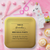 Assiettes En Carton Parti d'or personnalisé (Fête)