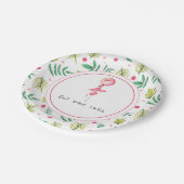 Assiettes En Carton Parti Flamant rose rose et vert (Angle)