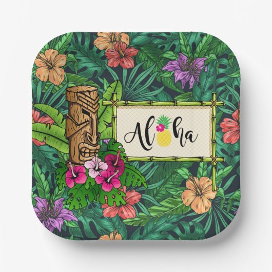 Assiettes En Carton Parti hawaïen (Recto)