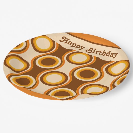 Assiettes En Carton Parti les années 70 rétro (Angle)