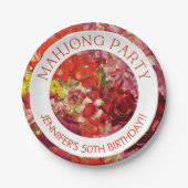 Assiettes En Carton Parti Mahjong Riche Gras Floral Personnalisé (Devant)