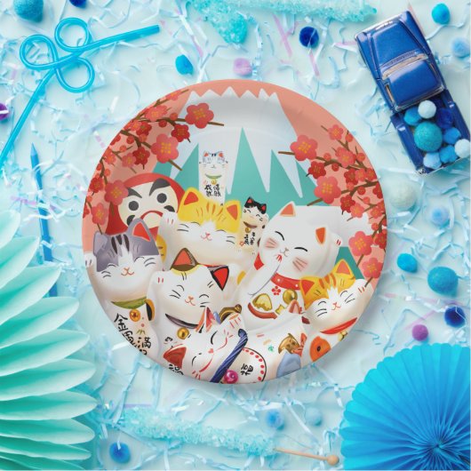 Assiettes En Carton Parti Manekineko Hanami (Fête)