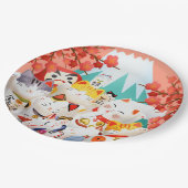 Assiettes En Carton Parti Manekineko Hanami (Angle)