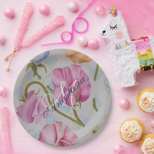 ASSIETTES EN CARTON PARTI MONOGRAMME DES POIS SUCRÉS (Fête)