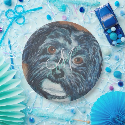 ASSIETTES EN CARTON PARTI MONOGRAMME HAVANAIS NOIR SUEET (Fête)