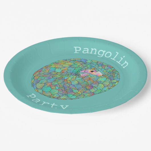 Assiettes En Carton Parti Pangolin En danger Activisme Animal Vert (Angle)