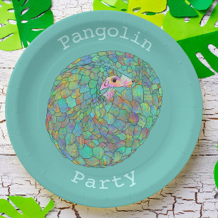 Assiettes En Carton Parti Pangolin En danger Activisme Animal Vert