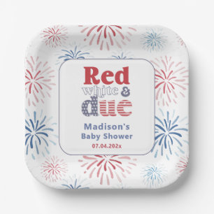 Assiettes En Carton Parti Patriotique Rouge Blanc dû Baby shower