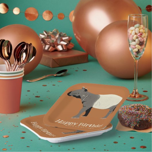 Assiettes En Carton Parti personnalisé Tapir malaisien ou asiatique (Multi)
