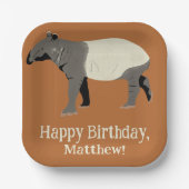 Assiettes En Carton Parti personnalisé Tapir malaisien ou asiatique (Recto)