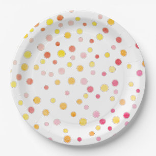 Assiettes En Carton Parti Pois rose violet jaune